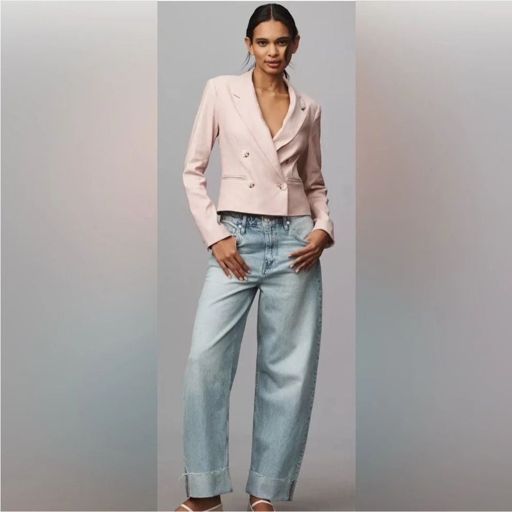 Maeve by Anthropologie Linen Slim blazer Light pink Size Small